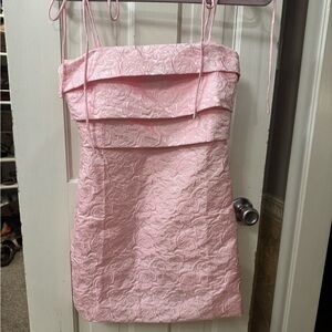 Pink Textured Strapless Dress